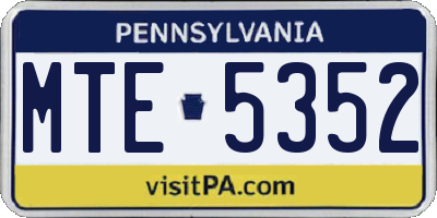PA license plate MTE5352