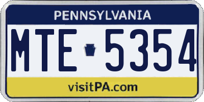 PA license plate MTE5354