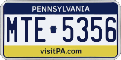 PA license plate MTE5356