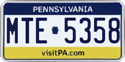 PA license plate MTE5358