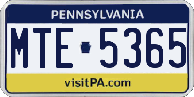 PA license plate MTE5365