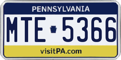 PA license plate MTE5366