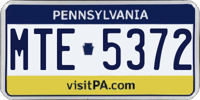 PA license plate MTE5372