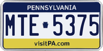 PA license plate MTE5375