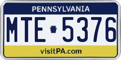PA license plate MTE5376