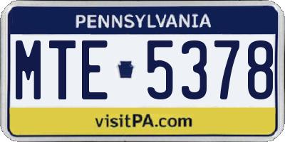 PA license plate MTE5378