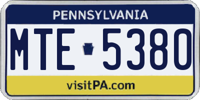 PA license plate MTE5380