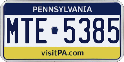 PA license plate MTE5385