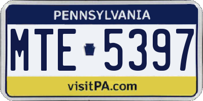 PA license plate MTE5397