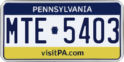 PA license plate MTE5403
