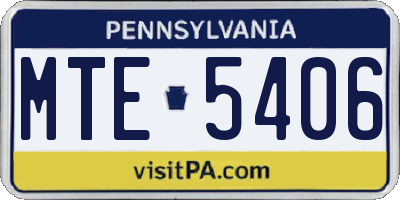 PA license plate MTE5406