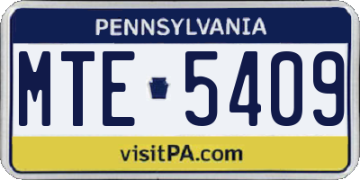 PA license plate MTE5409