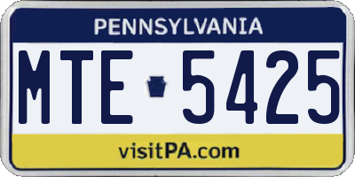 PA license plate MTE5425
