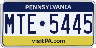 PA license plate MTE5445