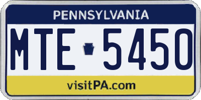 PA license plate MTE5450