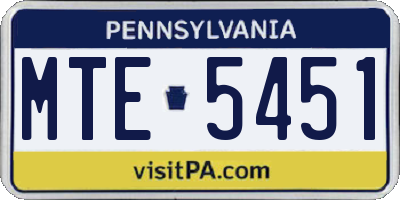 PA license plate MTE5451