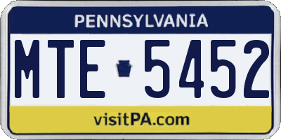 PA license plate MTE5452