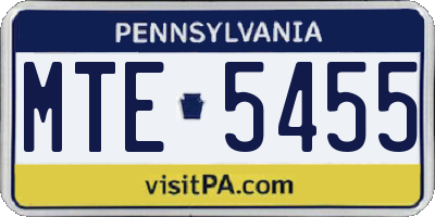 PA license plate MTE5455