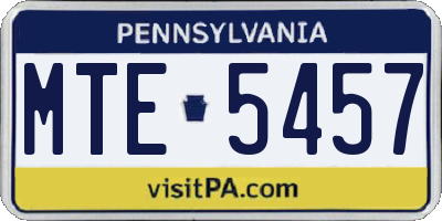 PA license plate MTE5457