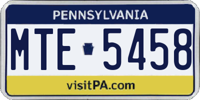 PA license plate MTE5458