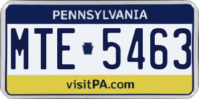 PA license plate MTE5463