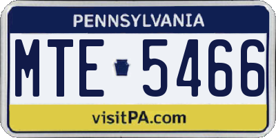 PA license plate MTE5466