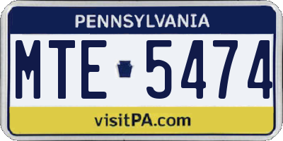 PA license plate MTE5474
