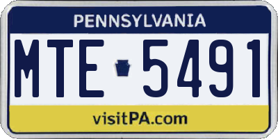 PA license plate MTE5491