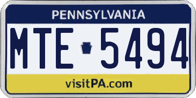 PA license plate MTE5494