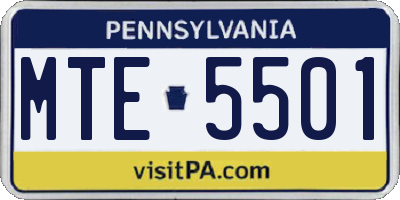 PA license plate MTE5501