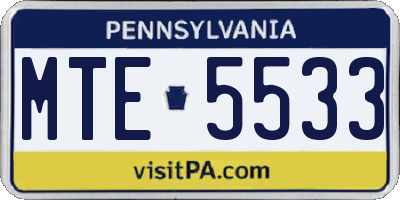 PA license plate MTE5533