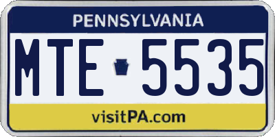 PA license plate MTE5535
