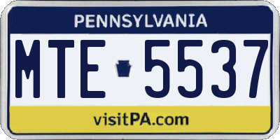 PA license plate MTE5537