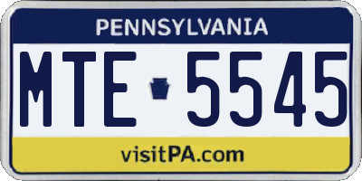 PA license plate MTE5545