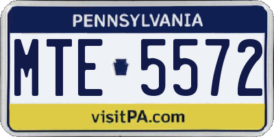 PA license plate MTE5572
