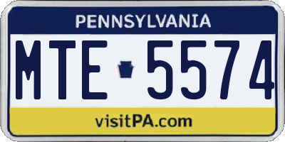 PA license plate MTE5574
