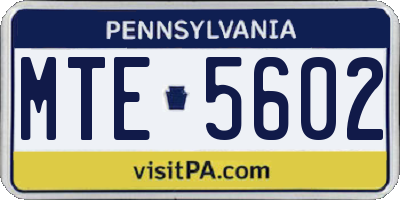 PA license plate MTE5602