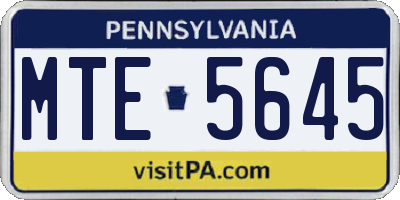 PA license plate MTE5645