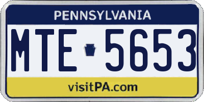 PA license plate MTE5653