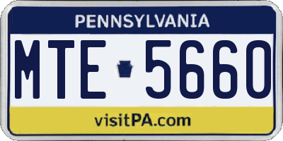 PA license plate MTE5660