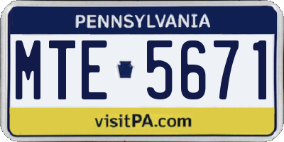PA license plate MTE5671