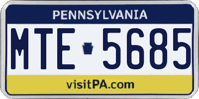 PA license plate MTE5685
