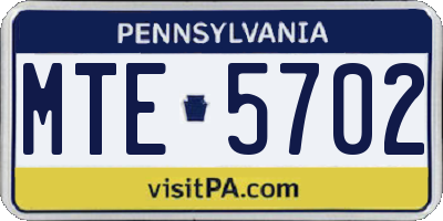 PA license plate MTE5702