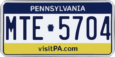 PA license plate MTE5704