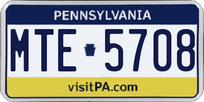 PA license plate MTE5708