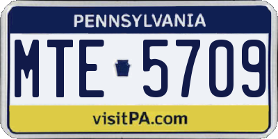 PA license plate MTE5709