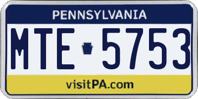 PA license plate MTE5753