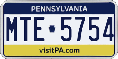 PA license plate MTE5754