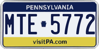 PA license plate MTE5772