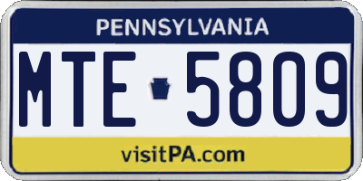 PA license plate MTE5809